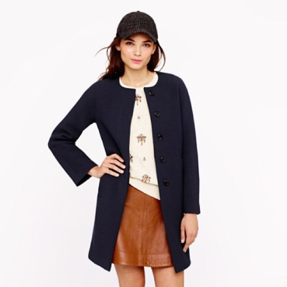 NWOT J.Crew Double Cloth Sabrina Coat, Navy